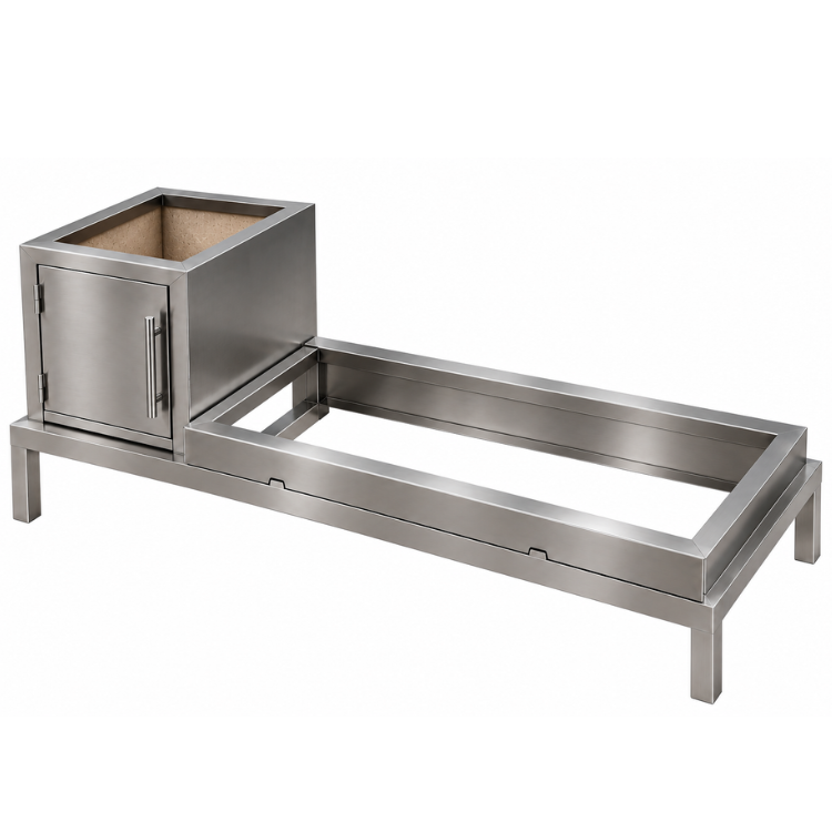 BASE COM FIRE BOX EM INOX 304 PARA GRILL SOB MEDIDA - BASE COM FIRE BOX EM INOX 304 PARA GRILL SOB MEDIDA