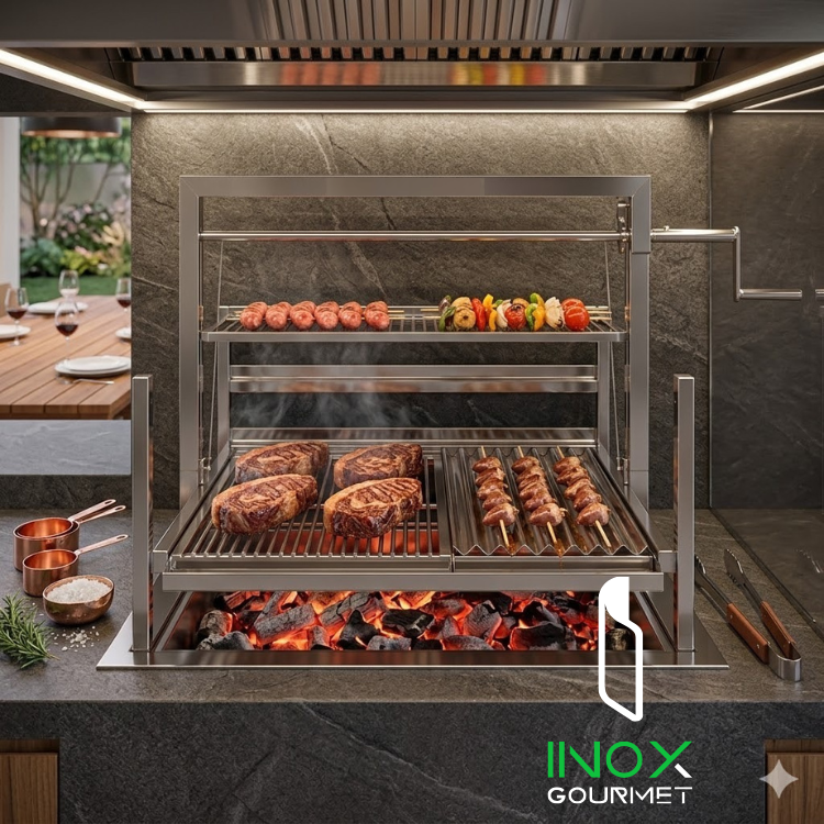 Características e especificações da Churrasqueira de Elevação em Inox