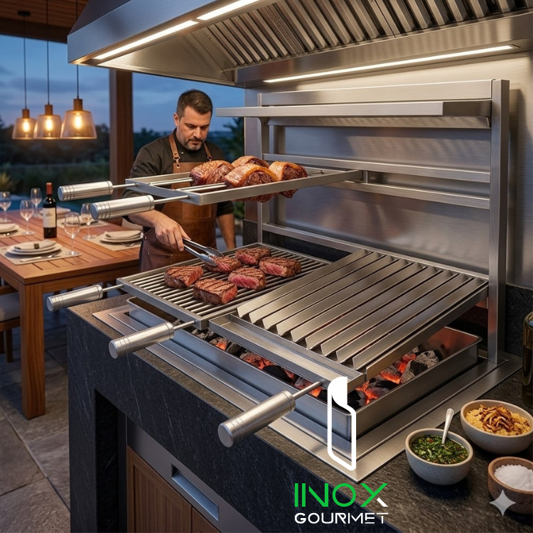Características e especificações da Churrasqueira em Inox Suspensa