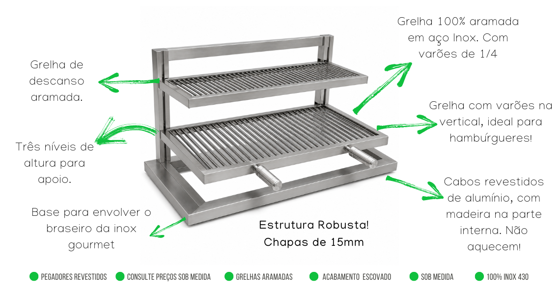 Grill Robusto em Inox Sob Medida Suspenso Modelo Space