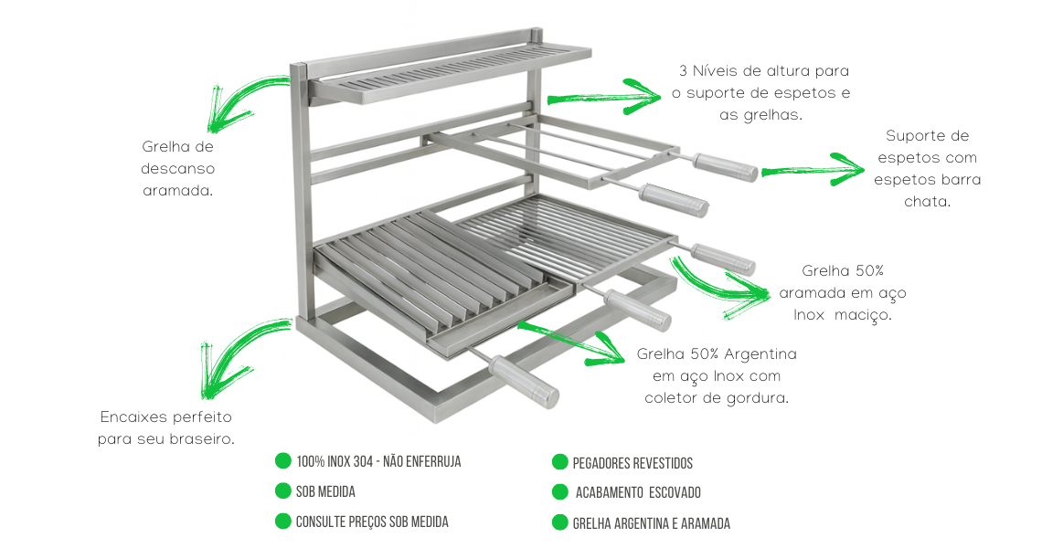 Grill suspenso em inox sob medida